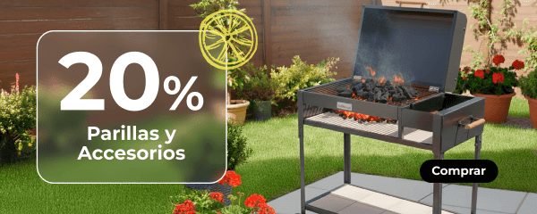 20% en parrillas y accesorios.